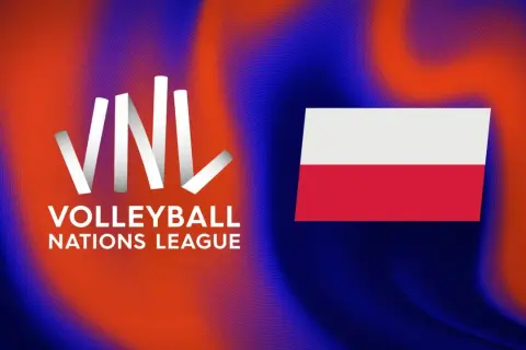 Logo VNL Volleyball Nations League i flaga Polski. Emocje sięgają zenitu, kiedy final ligi narodow!